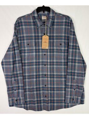 Faherty Legend Sweater Mens Three Lakes Blue Plaid Flannel Shirt Jacket 2XLT NWT